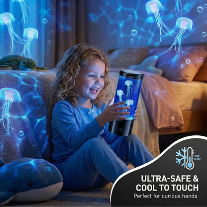 7 Color Jellyfish Lamp, Quiet Jelly Fish Night Light with USB and Battery Power,Relax Mood Aquarium Autism Fidget Sensory Birthday Christmas Gift for Kids Teen Men Women Home (8.66Inch)