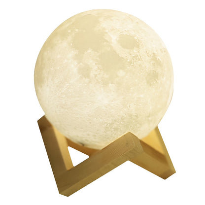 Moon Lamp, Dual-Tone Color LED Light, 3D Printing Moon Light with Bracket, Touch Night Lamp for Kids, Rechargeable Lunar LED Lamp, 7.1 Inch