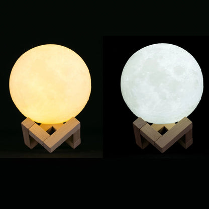 Moon Lamp, Dual-Tone Color LED Light, 3D Printing Moon Light with Bracket, Touch Night Lamp for Kids, Rechargeable Lunar LED Lamp, 7.1 Inch