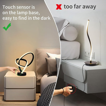LED Modern Table Lamps Christmas Lamp Gifts, RGB Table Lamp with 7 Colors 10 Light Modes, 3-Way Dimmable Bedside Touch Spiral Cool Desk Lamps for Nightstand
