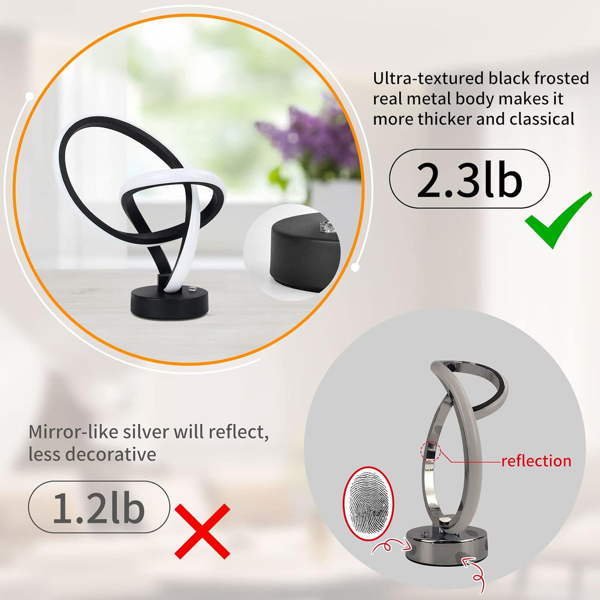 LED Modern Table Lamps Christmas Lamp Gifts, RGB Table Lamp with 7 Colors 10 Light Modes, 3-Way Dimmable Bedside Touch Spiral Cool Desk Lamps for Nightstand