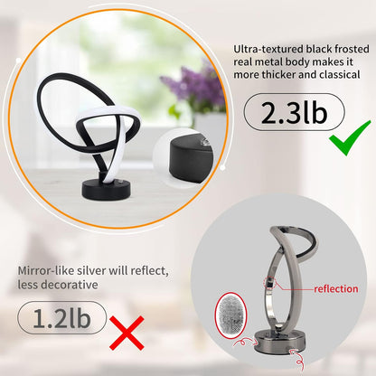 LED Modern Table Lamps Christmas Lamp Gifts, RGB Table Lamp with 7 Colors 10 Light Modes, 3-Way Dimmable Bedside Touch Spiral Cool Desk Lamps for Nightstand
