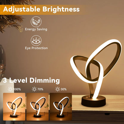 LED Modern Table Lamps Christmas Lamp Gifts, RGB Table Lamp with 7 Colors 10 Light Modes, 3-Way Dimmable Bedside Touch Spiral Cool Desk Lamps for Nightstand